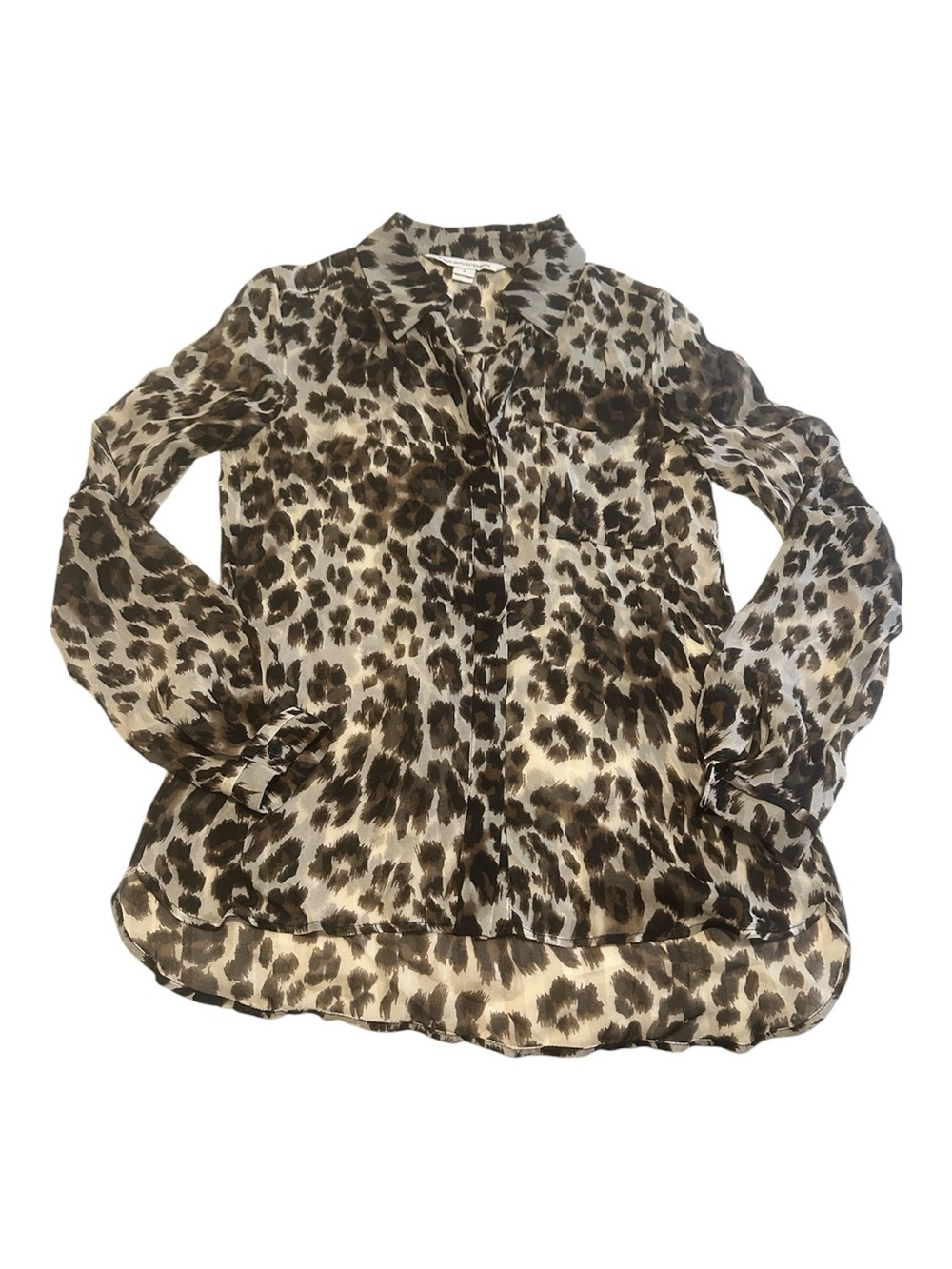 Diane Von Furstenberg Mariah Printed Silk Button-Down Top Size  XS